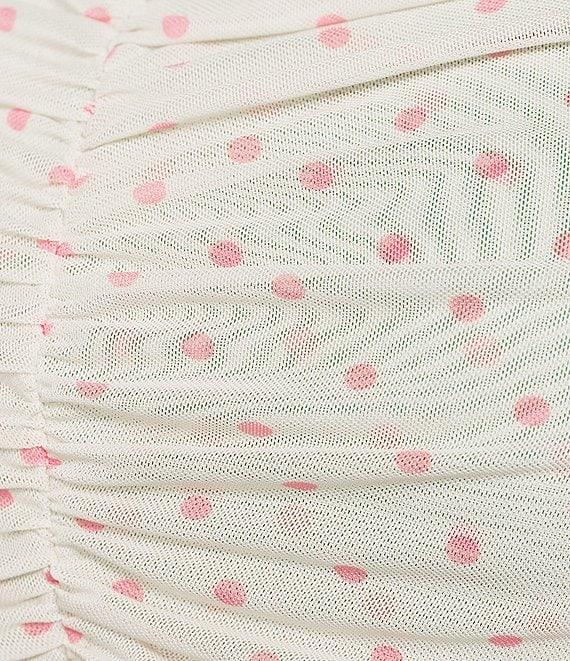 AFRM Plus Size Jolie Dotted Print Mesh Knit Ruched Mock Neck Short Sleeve Top Product Image