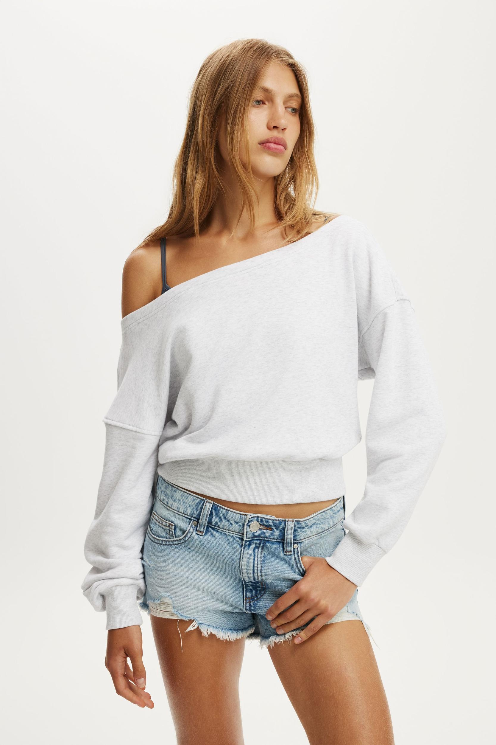 Relaxed Off Shoulder Sweatshirt Product Image