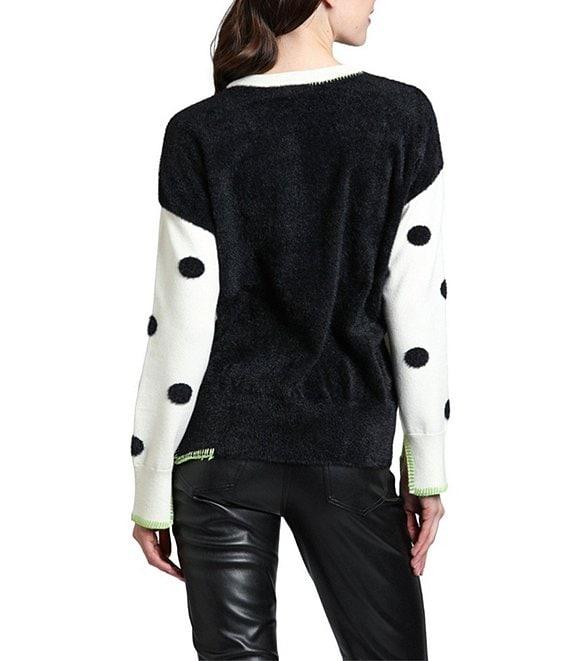 APNY Knit Polka Dot Crew Long Sleeve Sweater Product Image