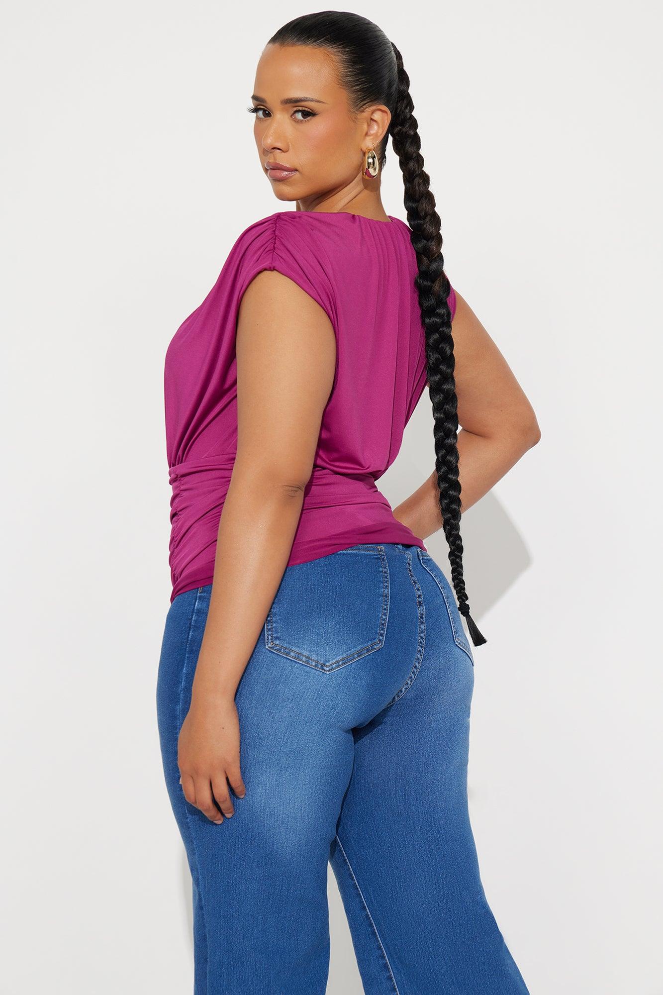 Vespera High Neck Ruched Top - Plum Female Product Image