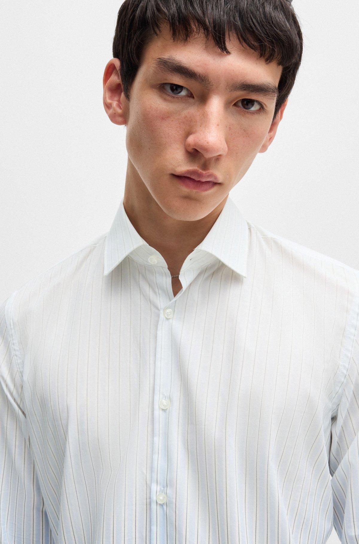 Slim-fit shirt in degradé-stripe cotton poplin Product Image