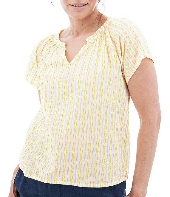 Aventura Colmar Striped Split V Neckline Short Sleeve Blouse Product Image
