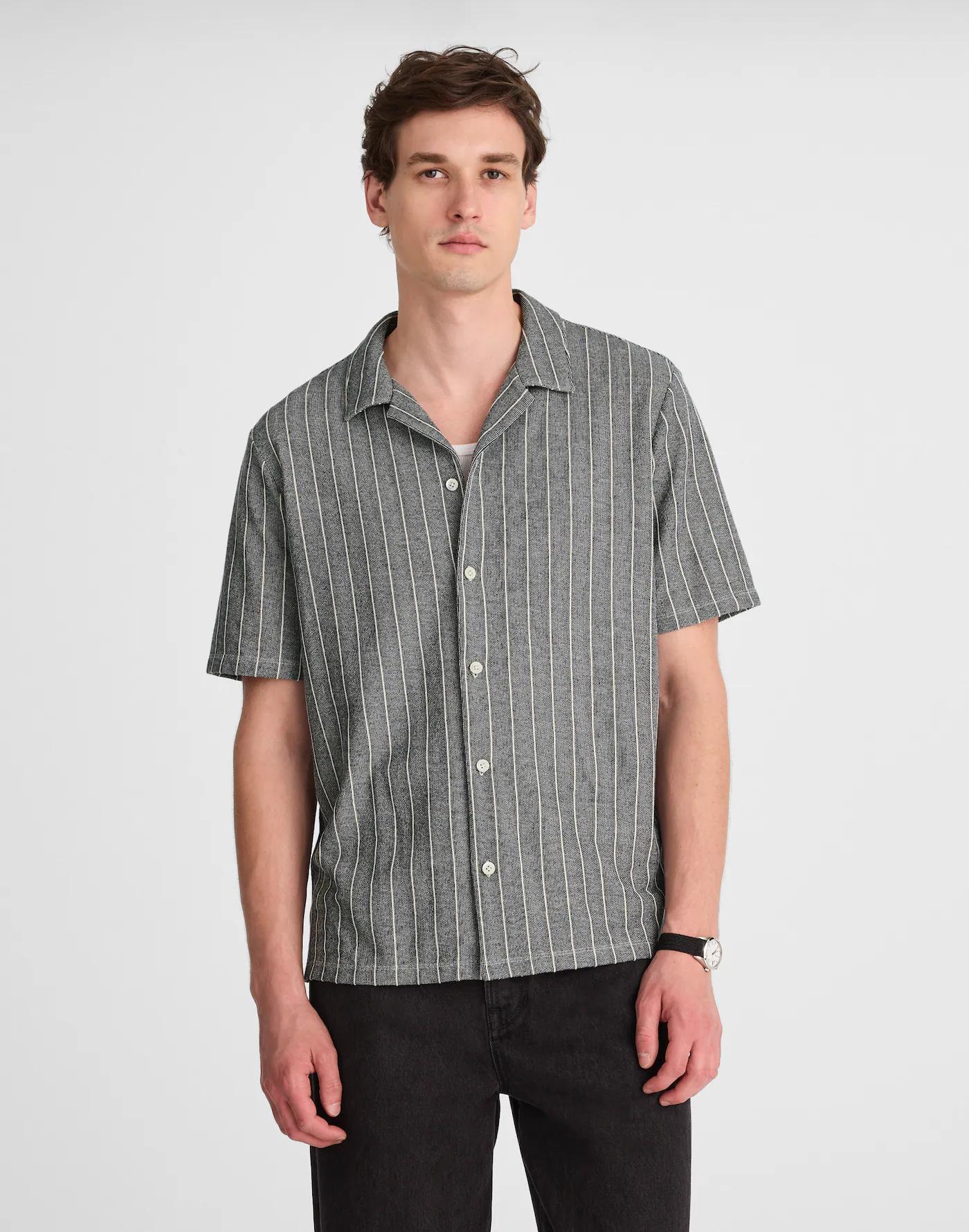 Textured Stripe Camp-Collar Shirt Product Image