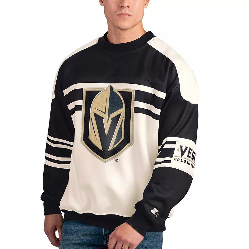 Men's Starter White Vegas Golden Knights Defense Fleece Crewneck Pullover Sweatshirt,  Product Image