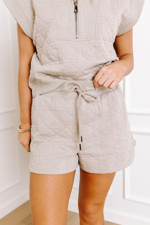 Oh So Chic Quilted Shorts in Warm Taupe Product Image