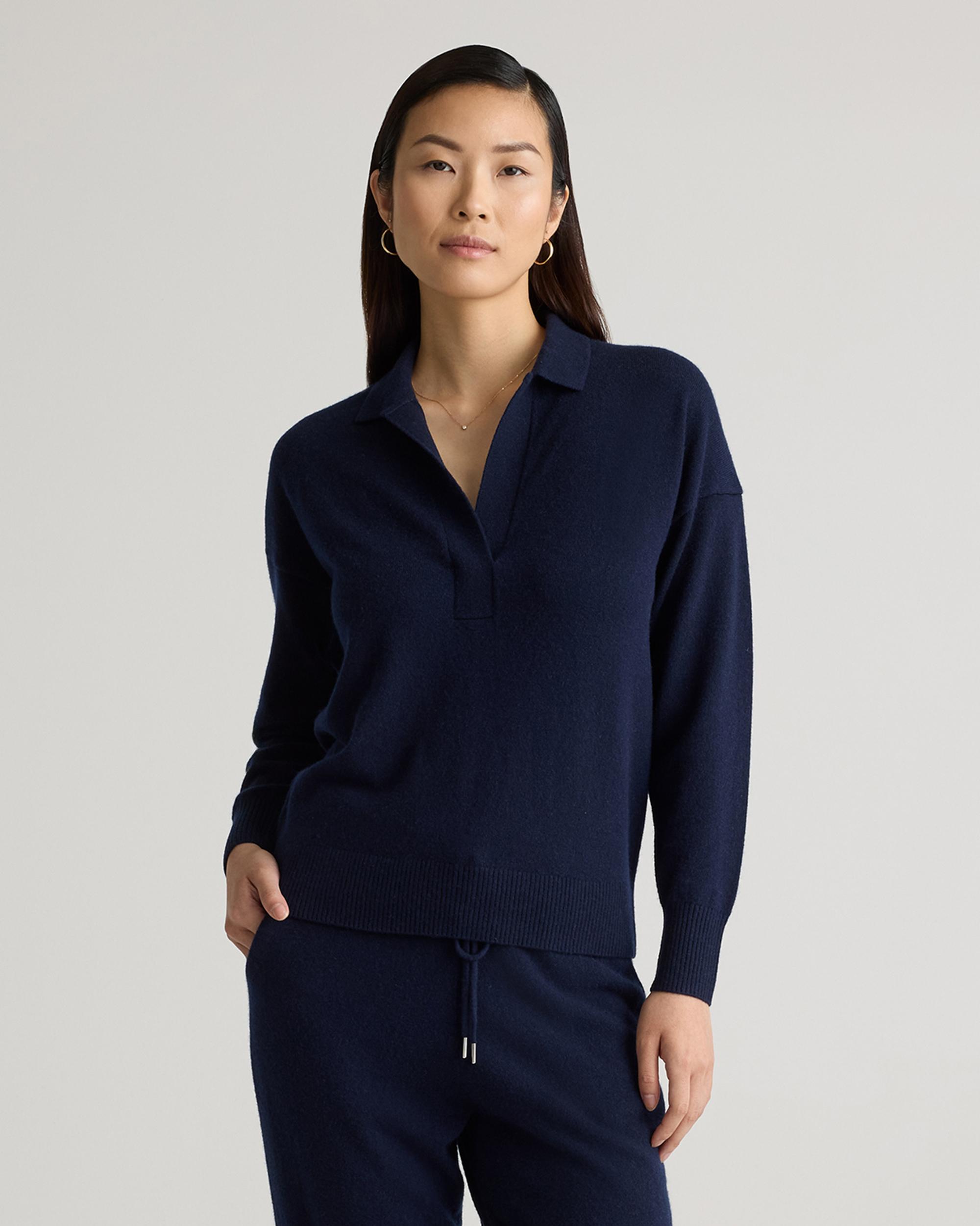 Quince | Women's Mongolian Cashmere Polo Sweater Size XL Product Image
