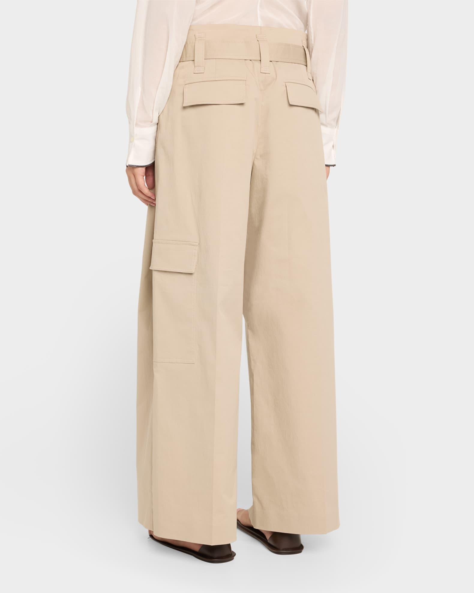Pleated Cotton Gabardine Wide-Leg Cargo Pants Product Image