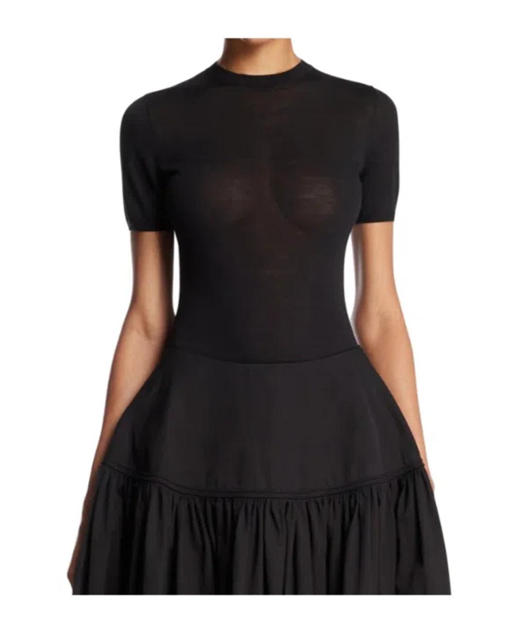 ALAÏA Womens Noir Alaia Crinoline Ribbed Wool-blend Mini Dress In Black Product Image