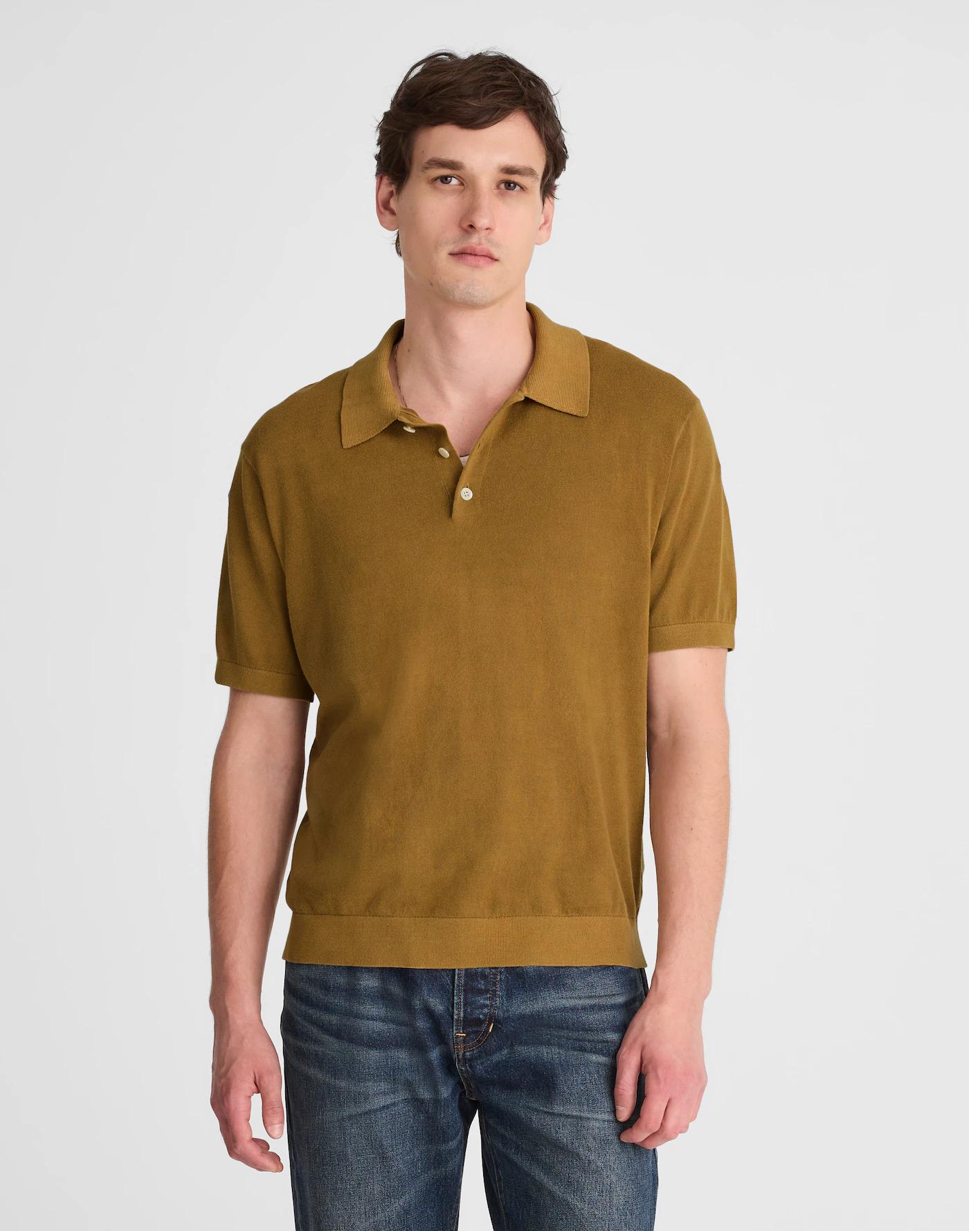 Three-Button Sweater Polo Shirt Product Image