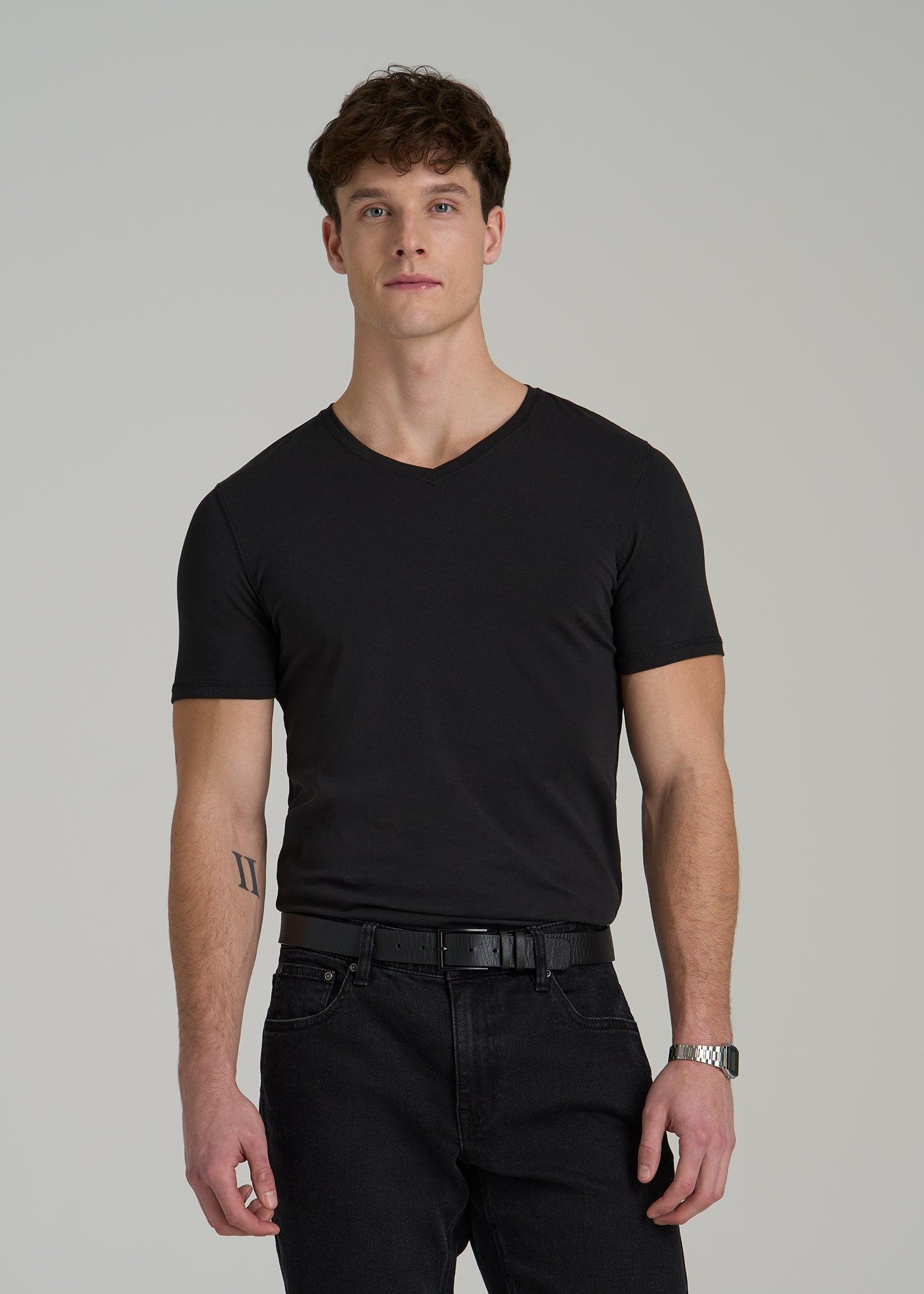The Essential SLIM-FIT V-Neck Tee for Tall Men in Black Male Product Image