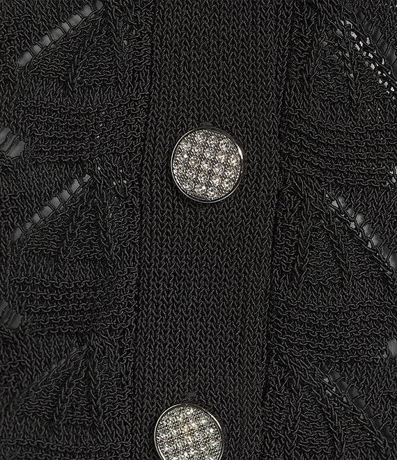 KARL LAGERFELD PARIS Crochet Knit V-Neck Long Sleeve Coordinating Cardigan Product Image