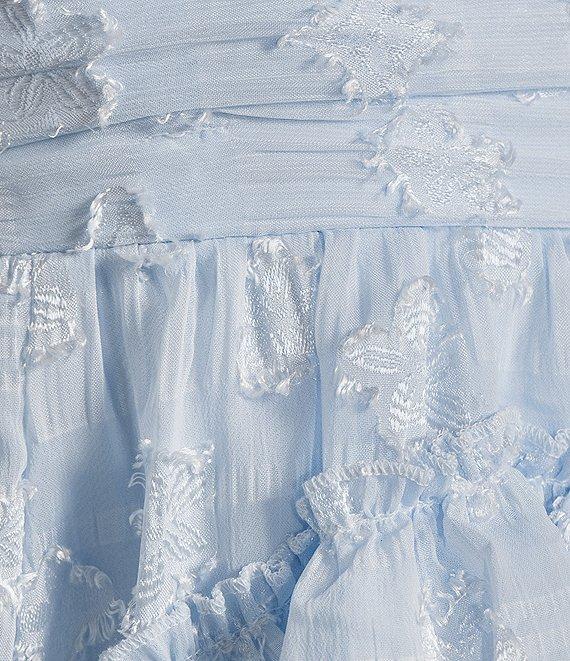 Layered With Love Lil Kat Jacquard Print V-Neck Sleeveless Ruffle A-Line Mini Babydoll Dress Product Image