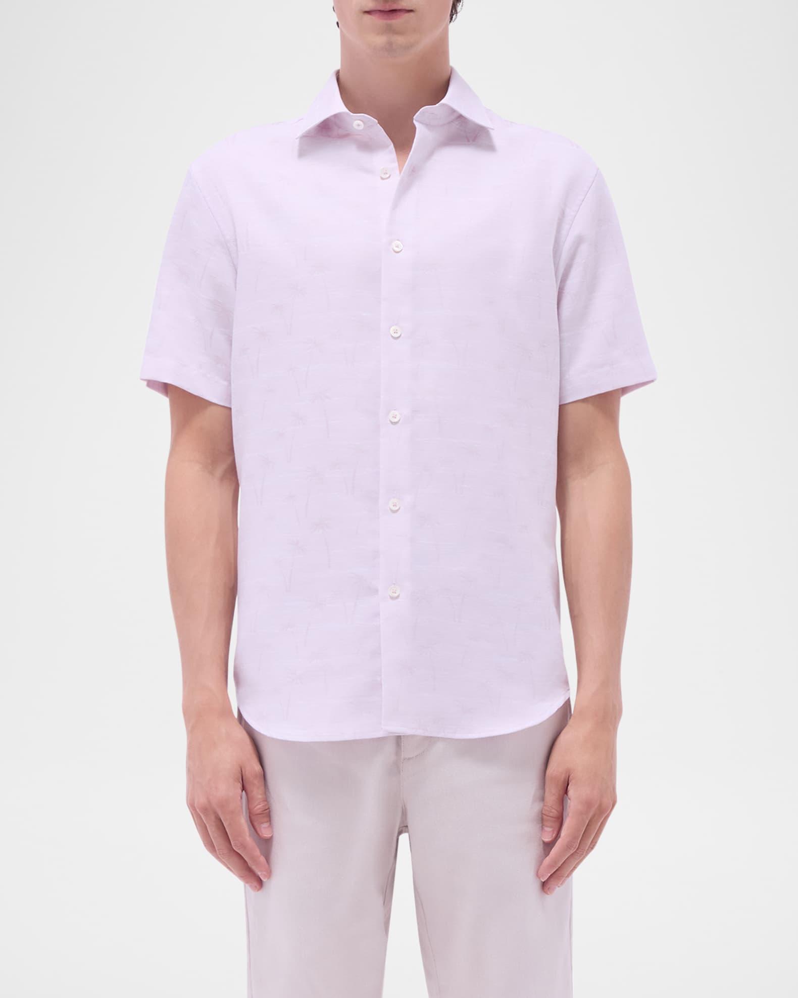 Men's Orson Cotton and Linen Palm Short-Sleeve Shirt Product Image