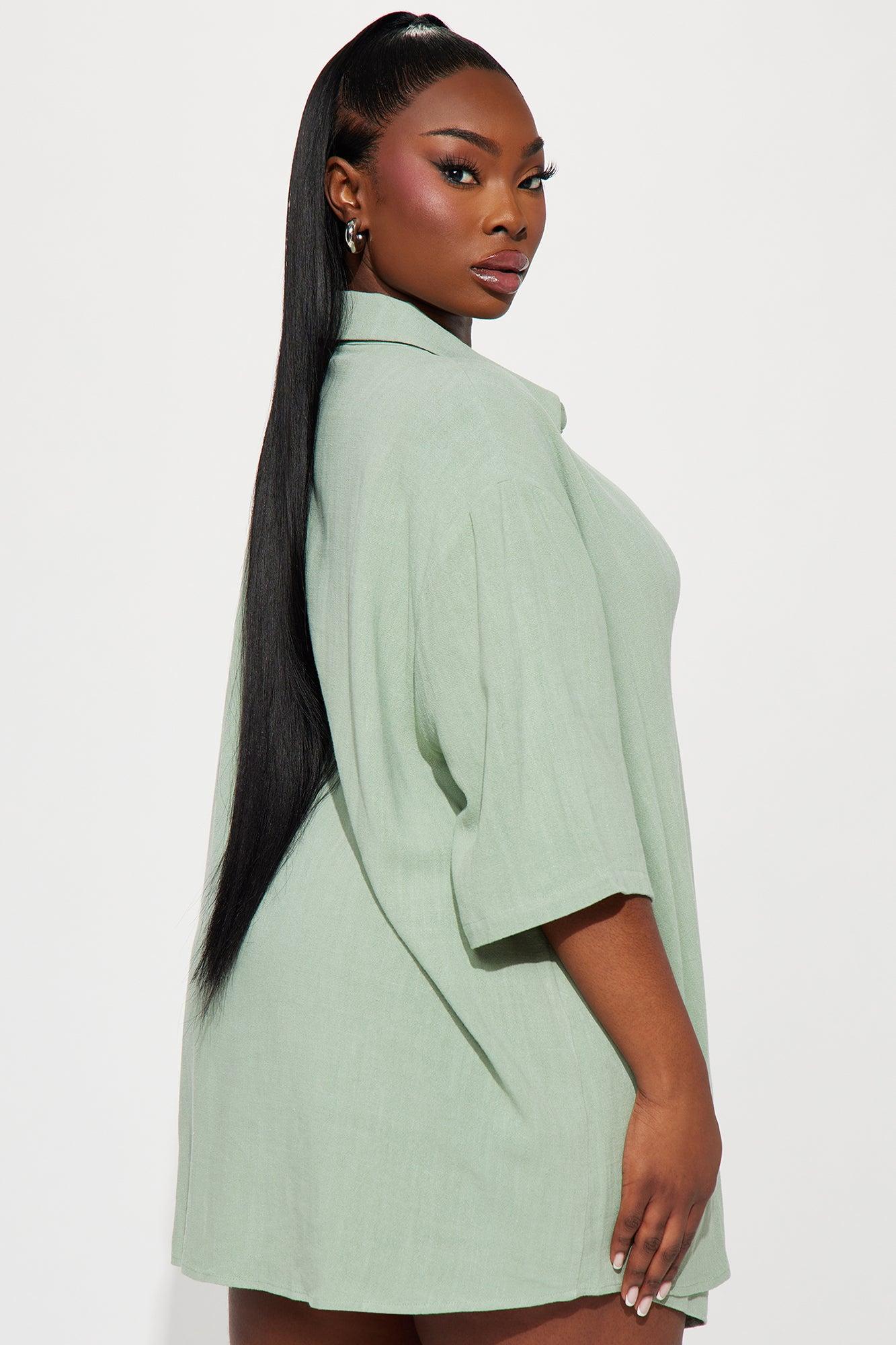 No Secrets Linen Short Set - Sage Product Image