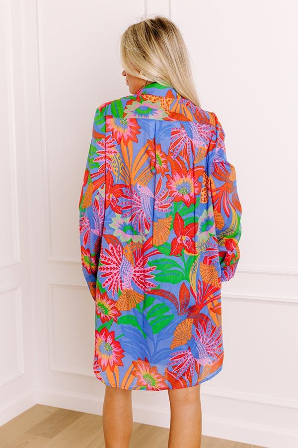 Tropic Allure Floral Button Down Mini Dress Product Image