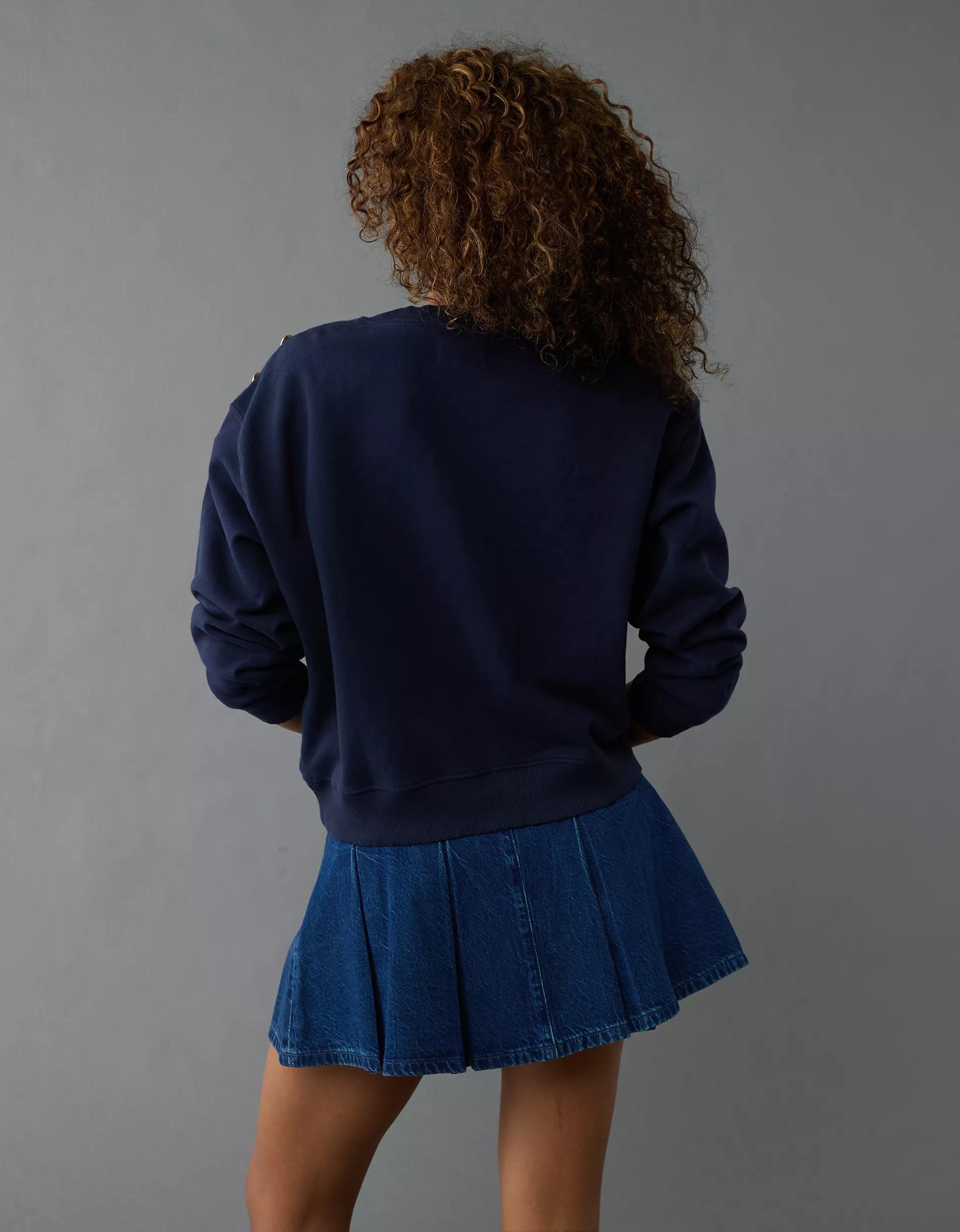 AE Button Shoulder Sweatshirt Product Image
