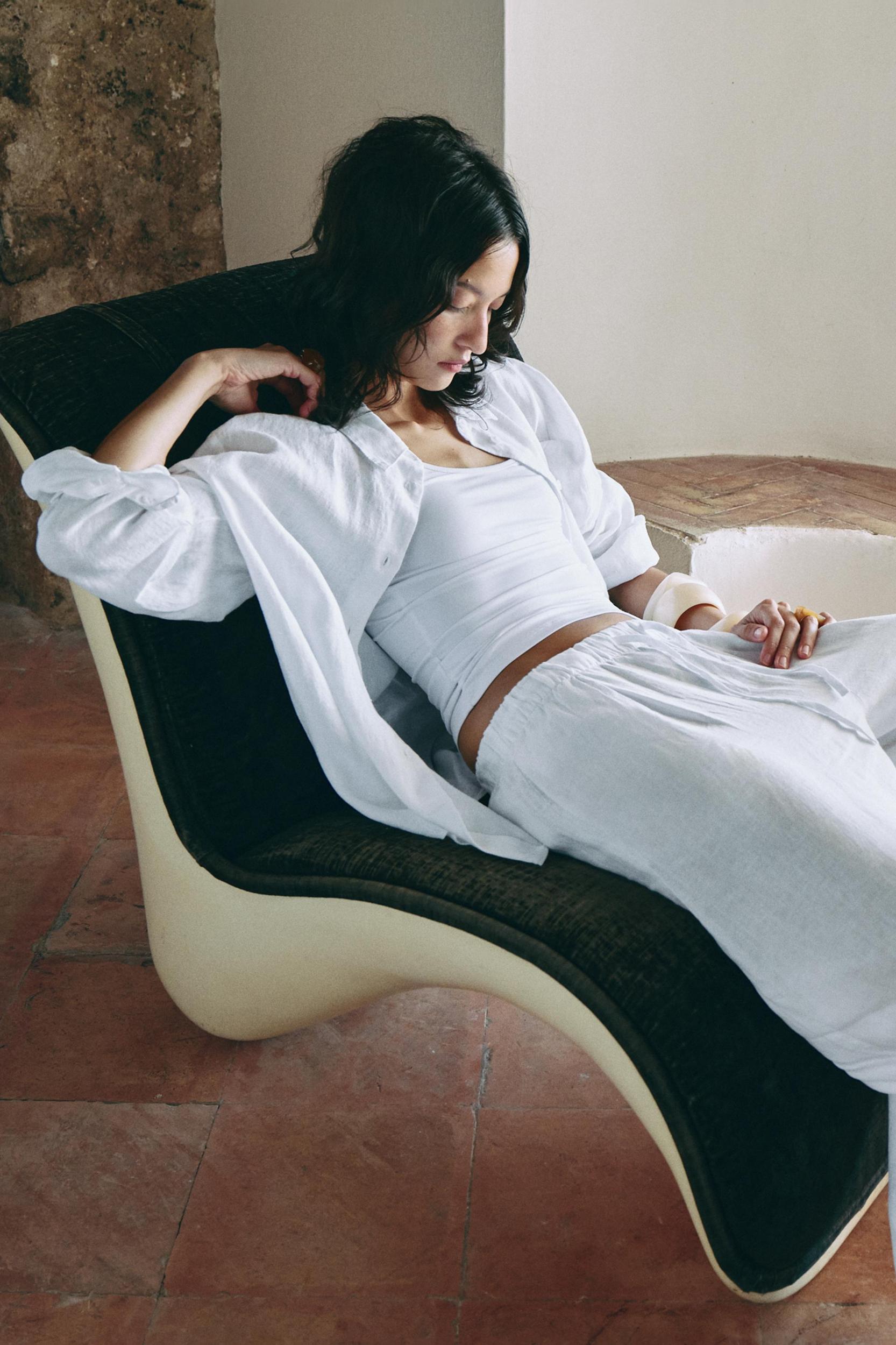 100% LINEN PALAZZO PANTS ZW COLLECTION Product Image