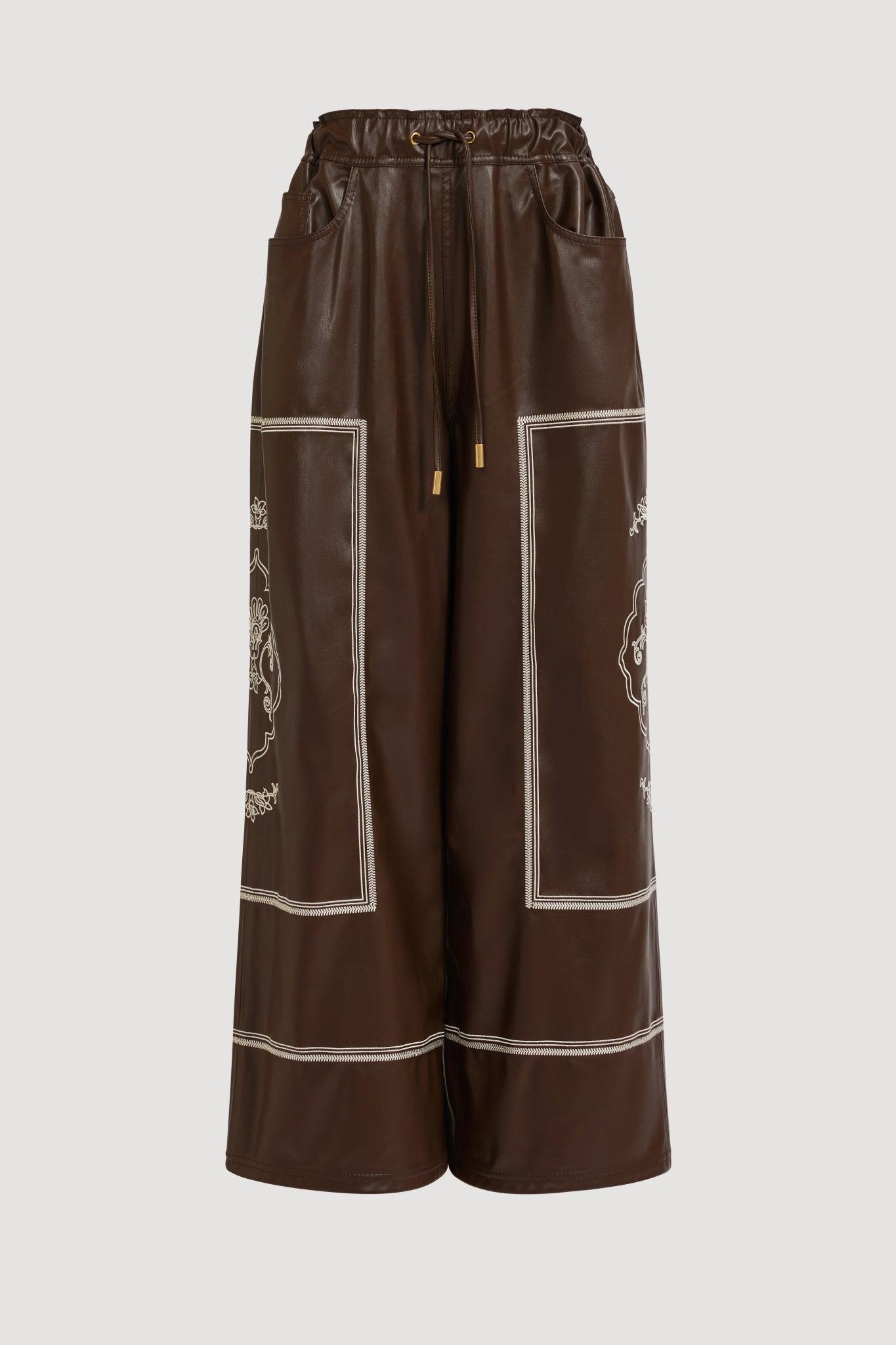 Lotus Vegan Leather Shirt-DARK CHOCOLATE / 4 Product Image