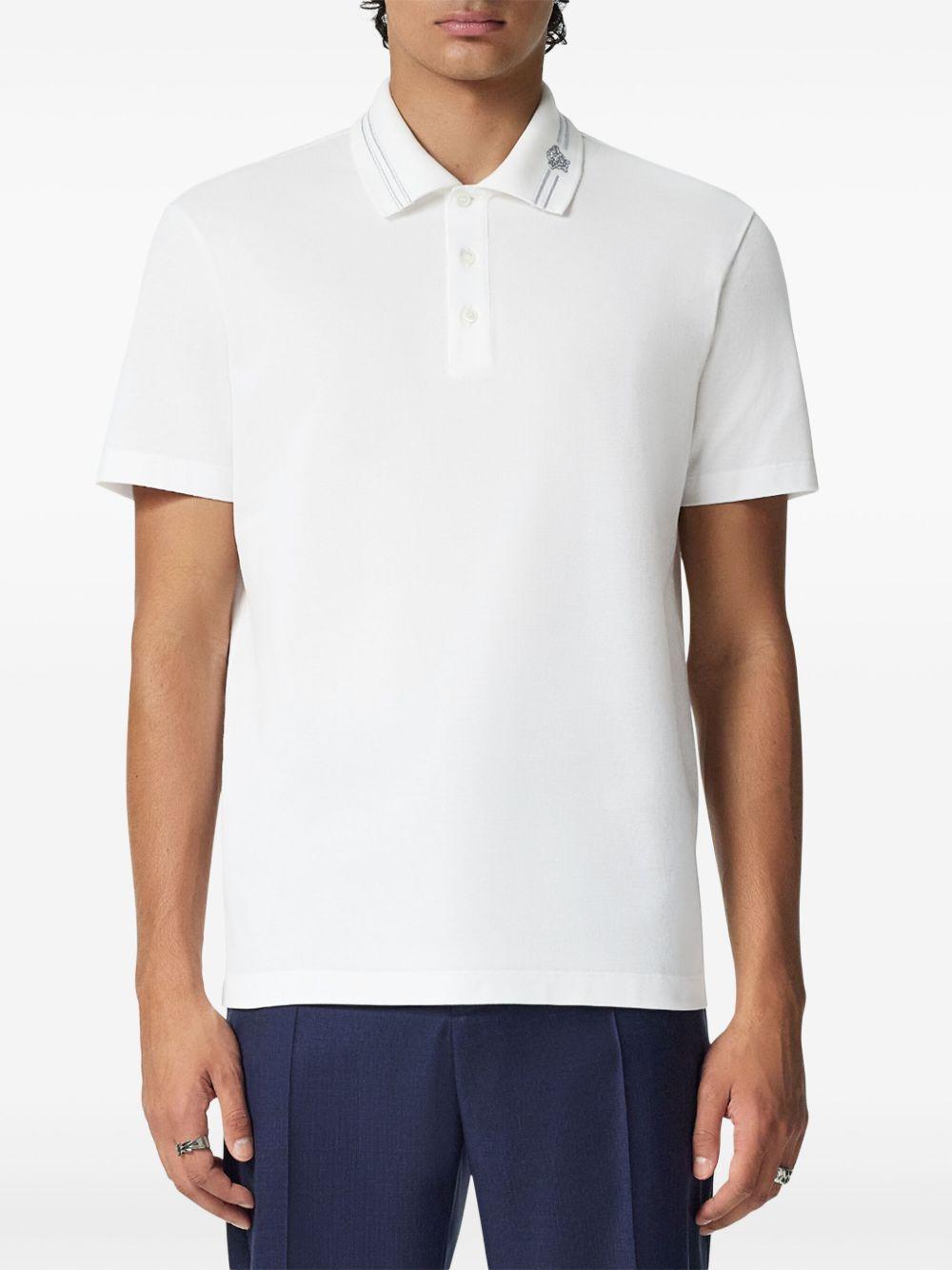 Medusa-embroidered polo shirt  Product Image