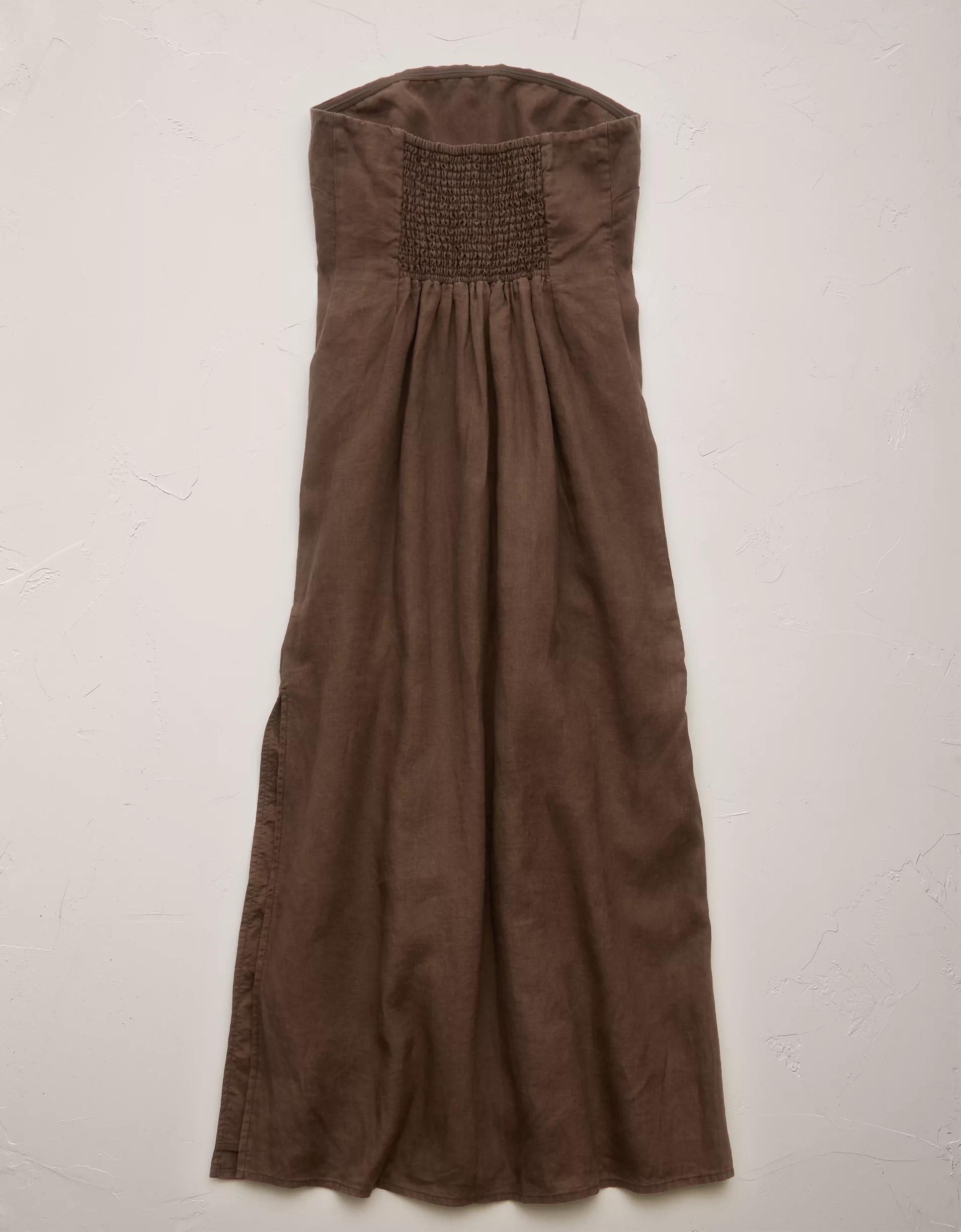 AE77 Premium Strapless Linen Midi Dress Product Image