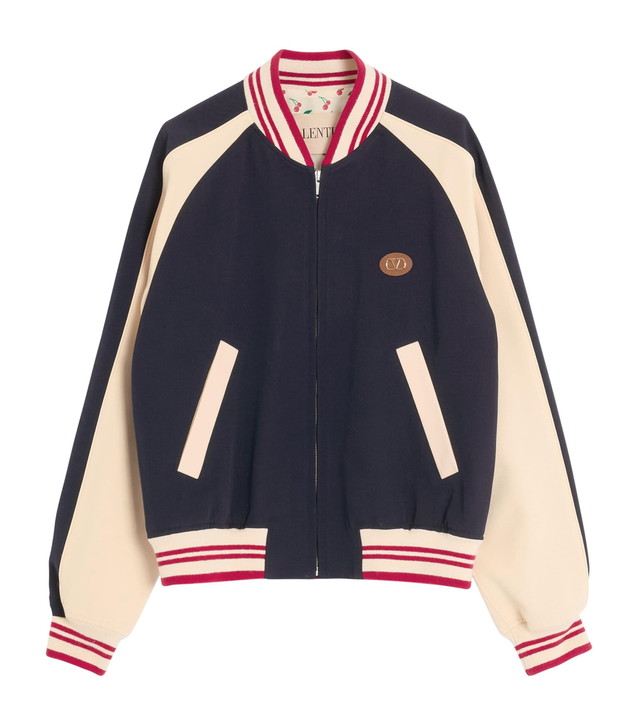 VALENTINO La Chat De La Maison Wool Bomber Jacket In Black Product Image