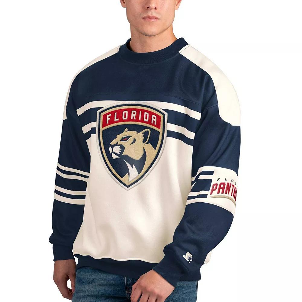 Men's Starter White Florida Panthers Defense Fleece Crewneck Pullover Sweatshirt, Size: 2XL, Pnt White Product Image