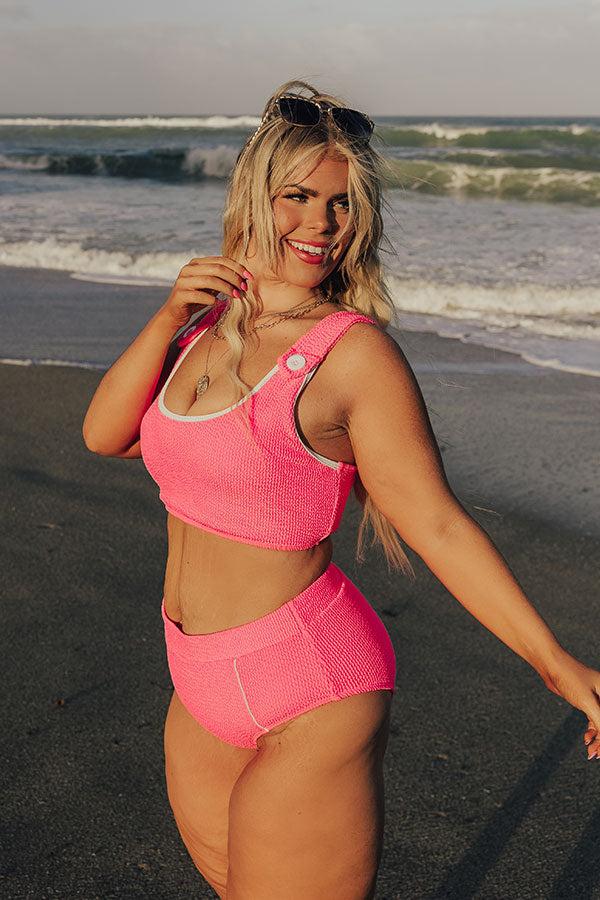 Sandy Sunset High Waist Seersucker Bikini Bottom Curves Product Image