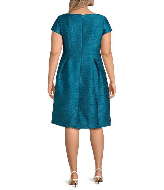 Jessica Howard Plus Size Wave Knit Fit and Flare Dress Product Image