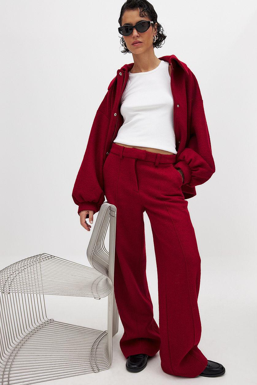 Wool Blend Mid Waist Trousers Product Image