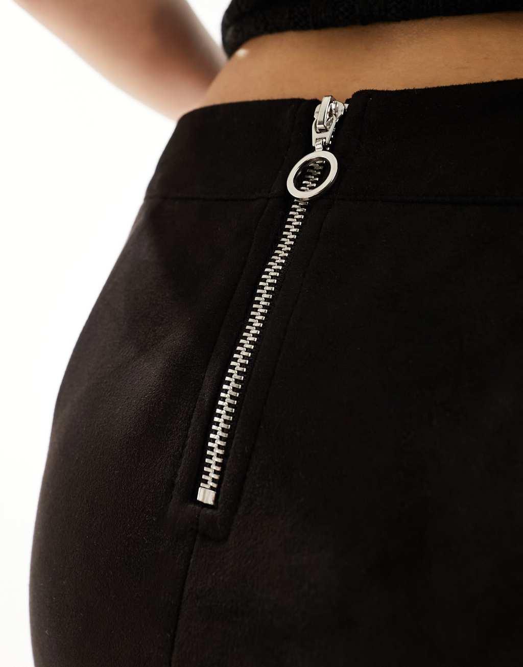 Vero Moda faux suede mini skirt in black Product Image