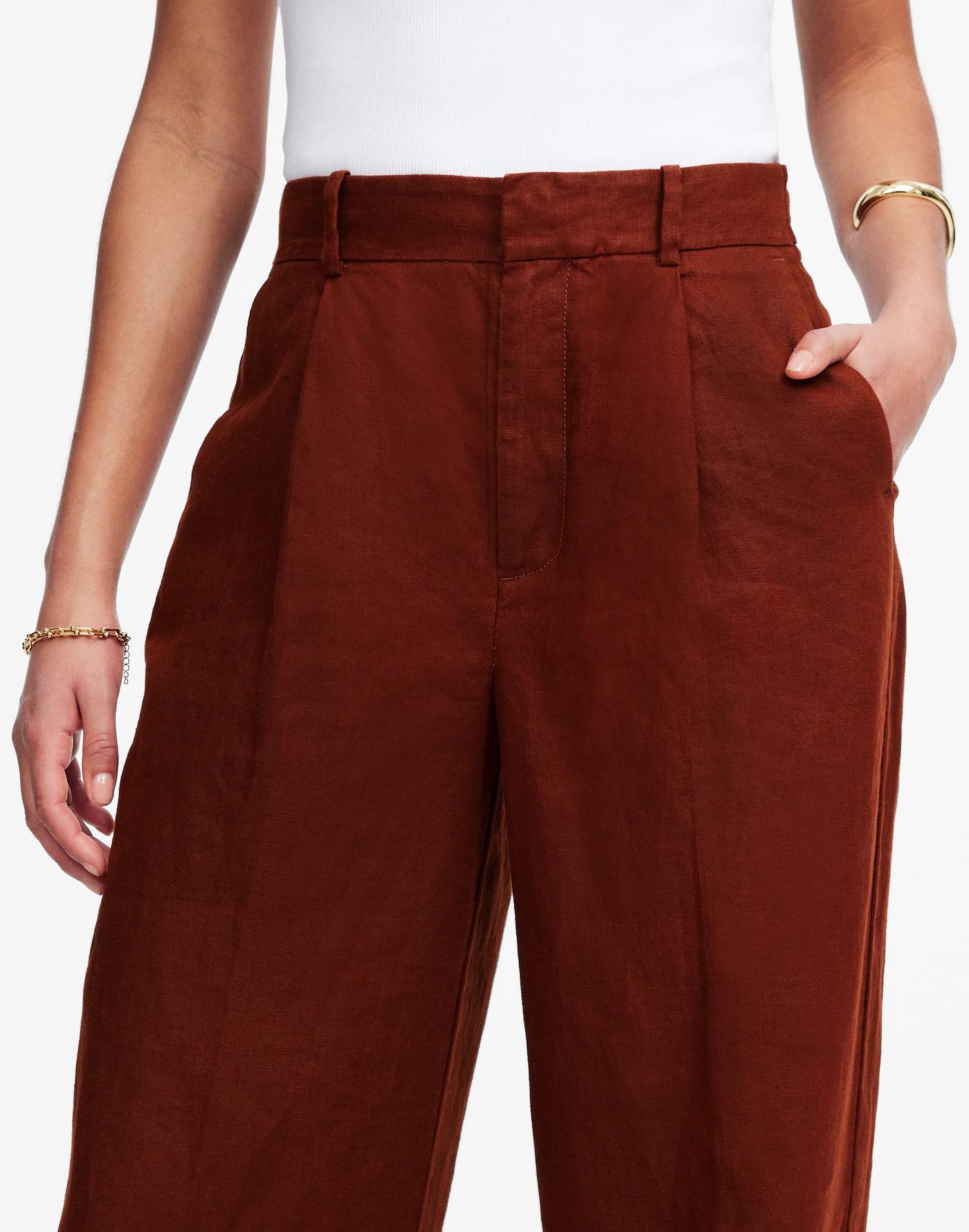 Slouchy Straight Pants in 100% Linen Product Image