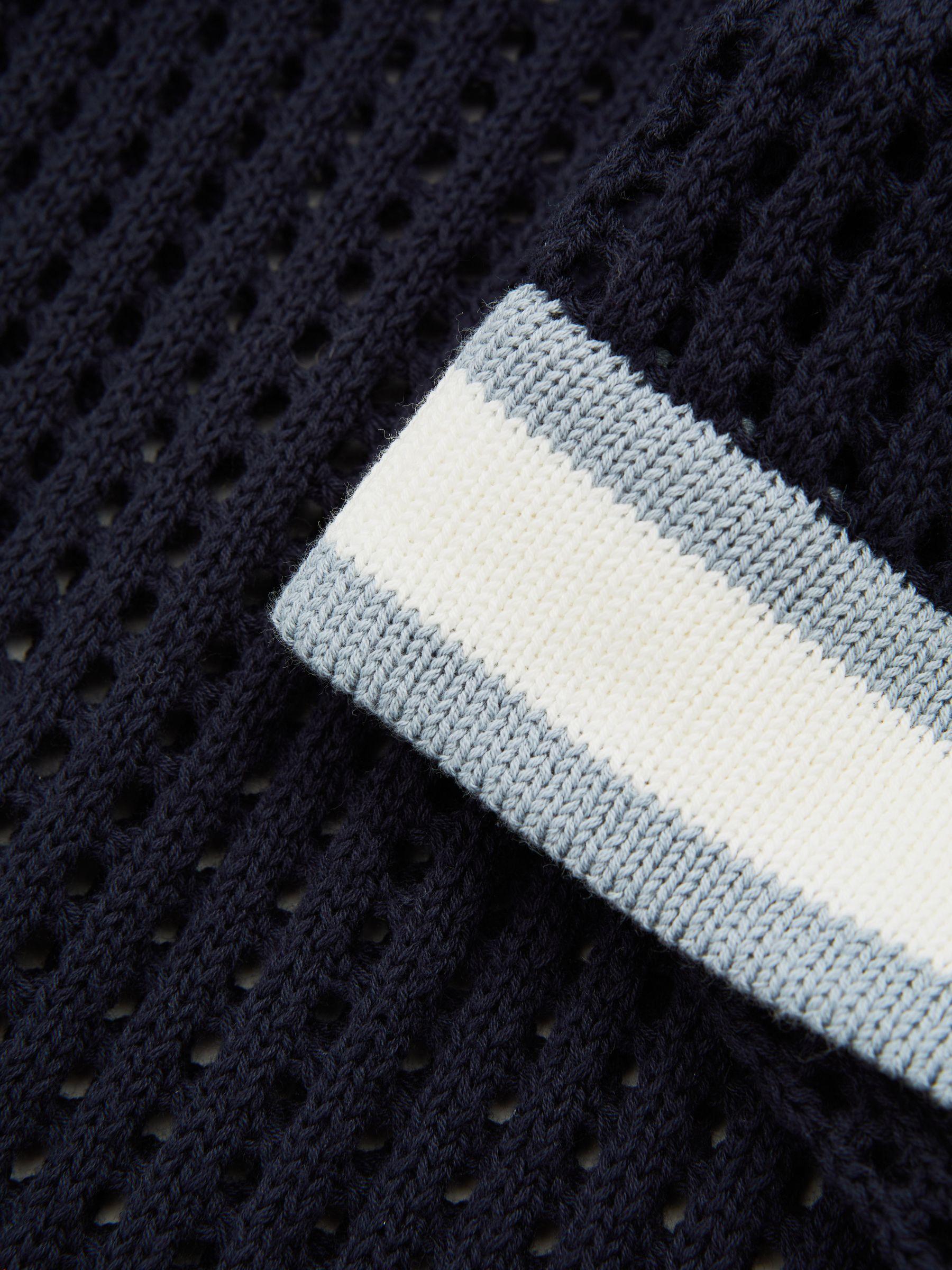 Reiss | Ché Open-Stitch Cuban Collar Shirt in Navy Product Image