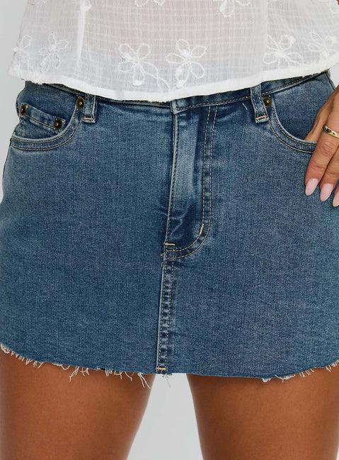 Flourish Low Rise Denim Mini Skort Light Wash Product Image