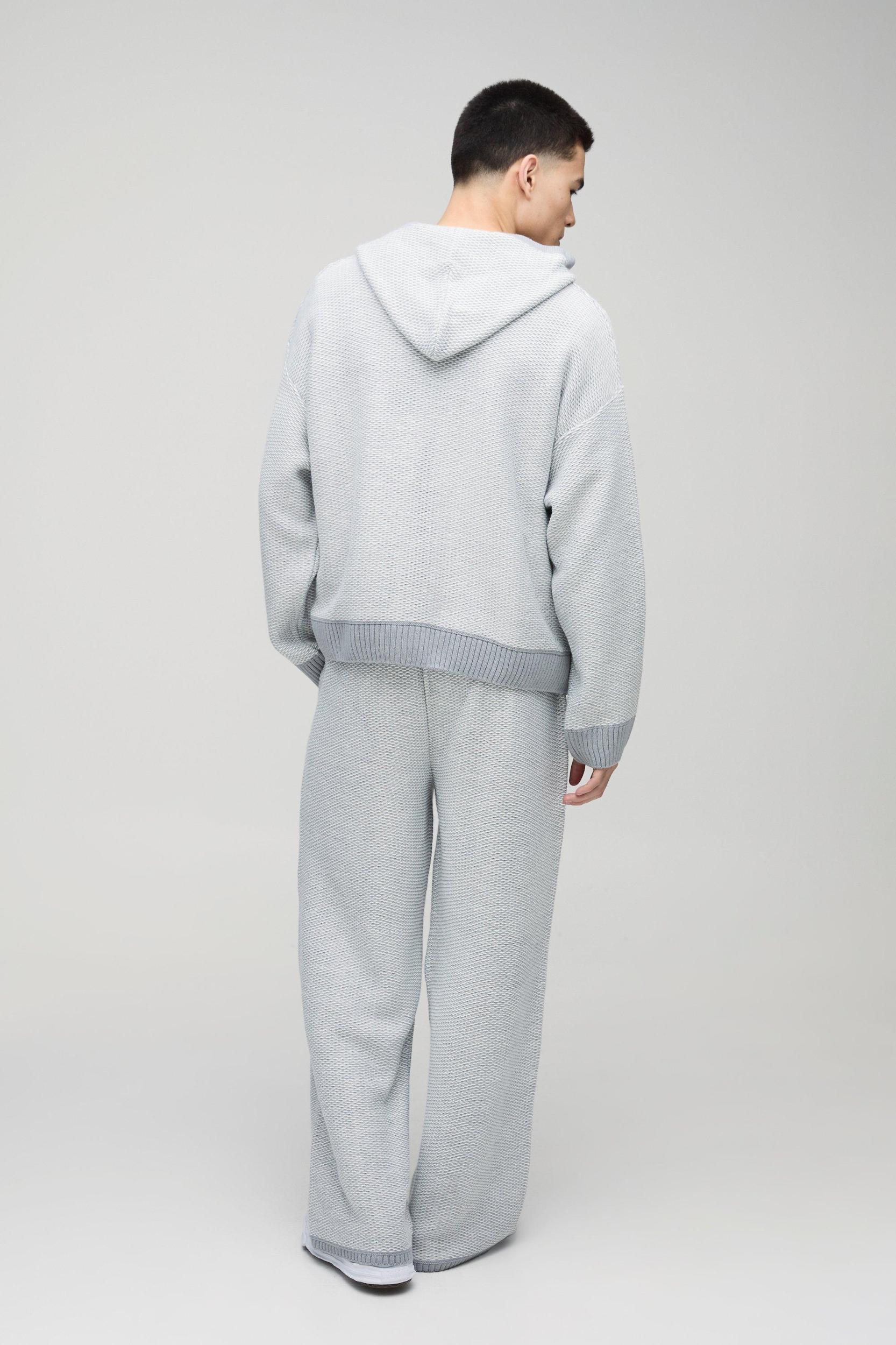 Oversized Boxy and Wide Leg Knitted Jacquard Tracksuit | boohooMAN USA Product Image