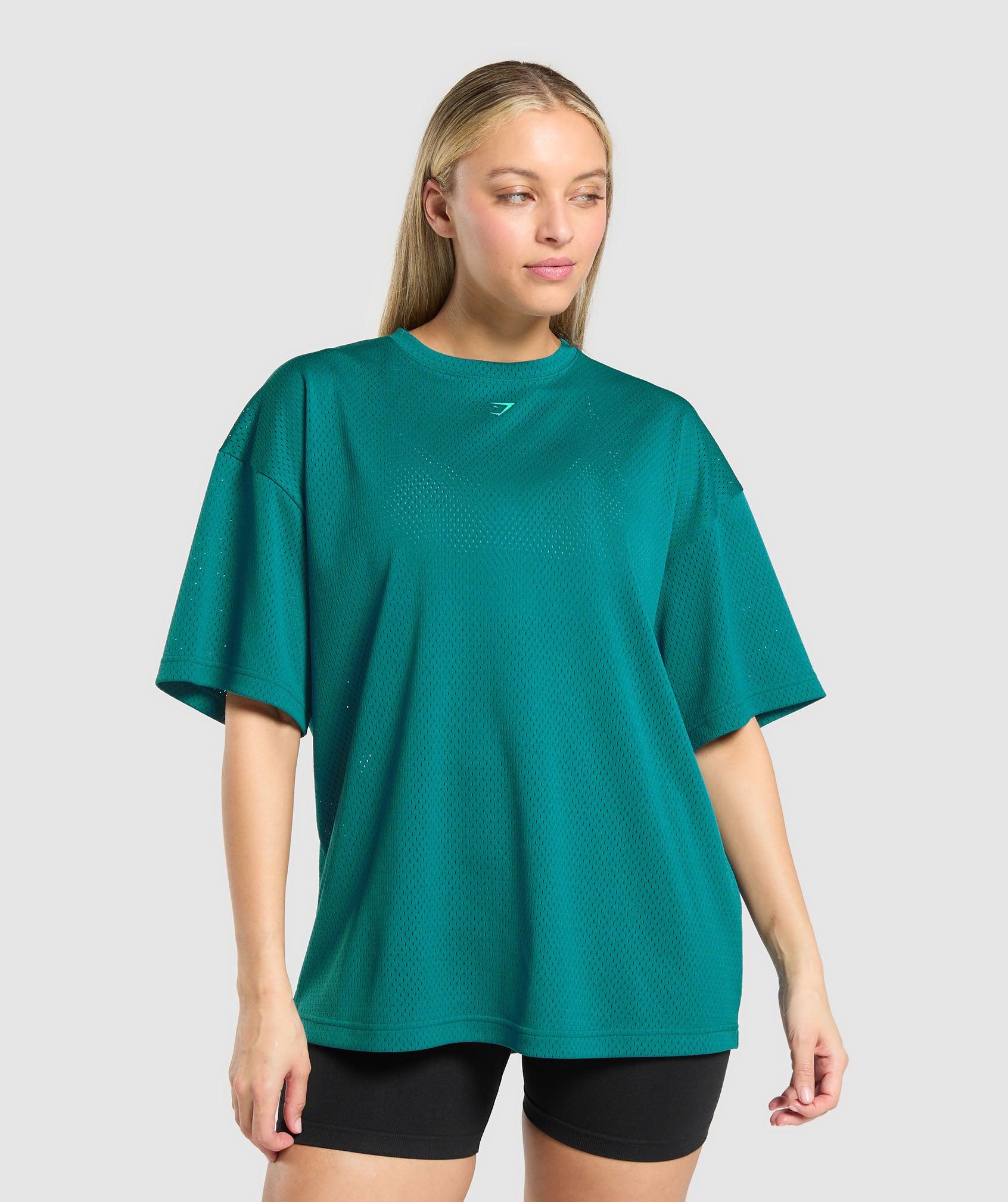 Gymshark Mesh Graphic Oversized T-Shirt - Functional Teal Female Product Image