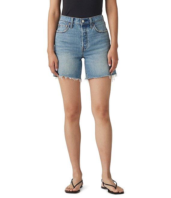 Levi's® 501® Original High Rise Mid Thigh Frayed Hem Denim Shorts Product Image