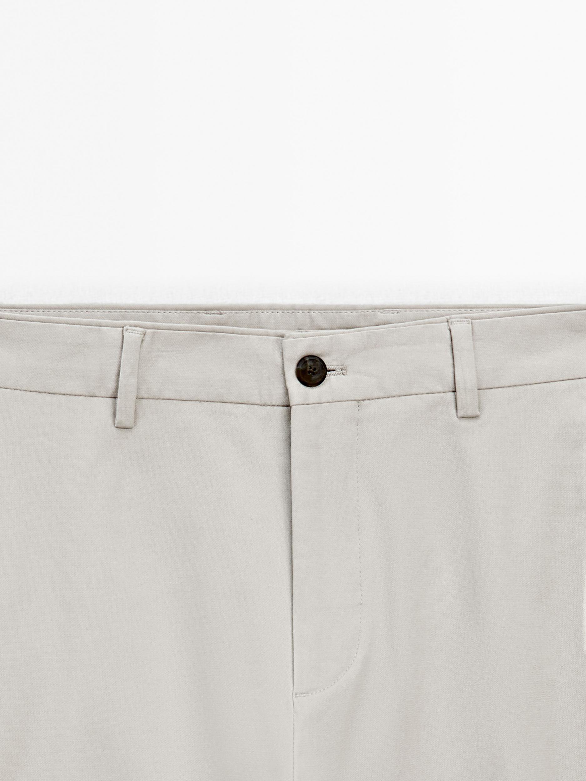 Cotton blend tapered fit trousers Product Image