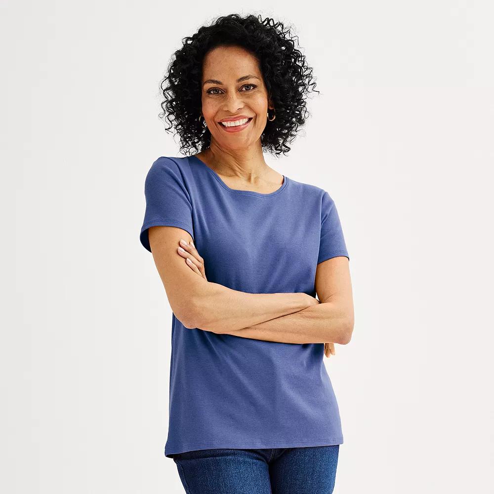 Petite Croft & Barrow® Essential Crewneck Tee, Women's, Size: XXL Petite, Cassidy Purple Product Image