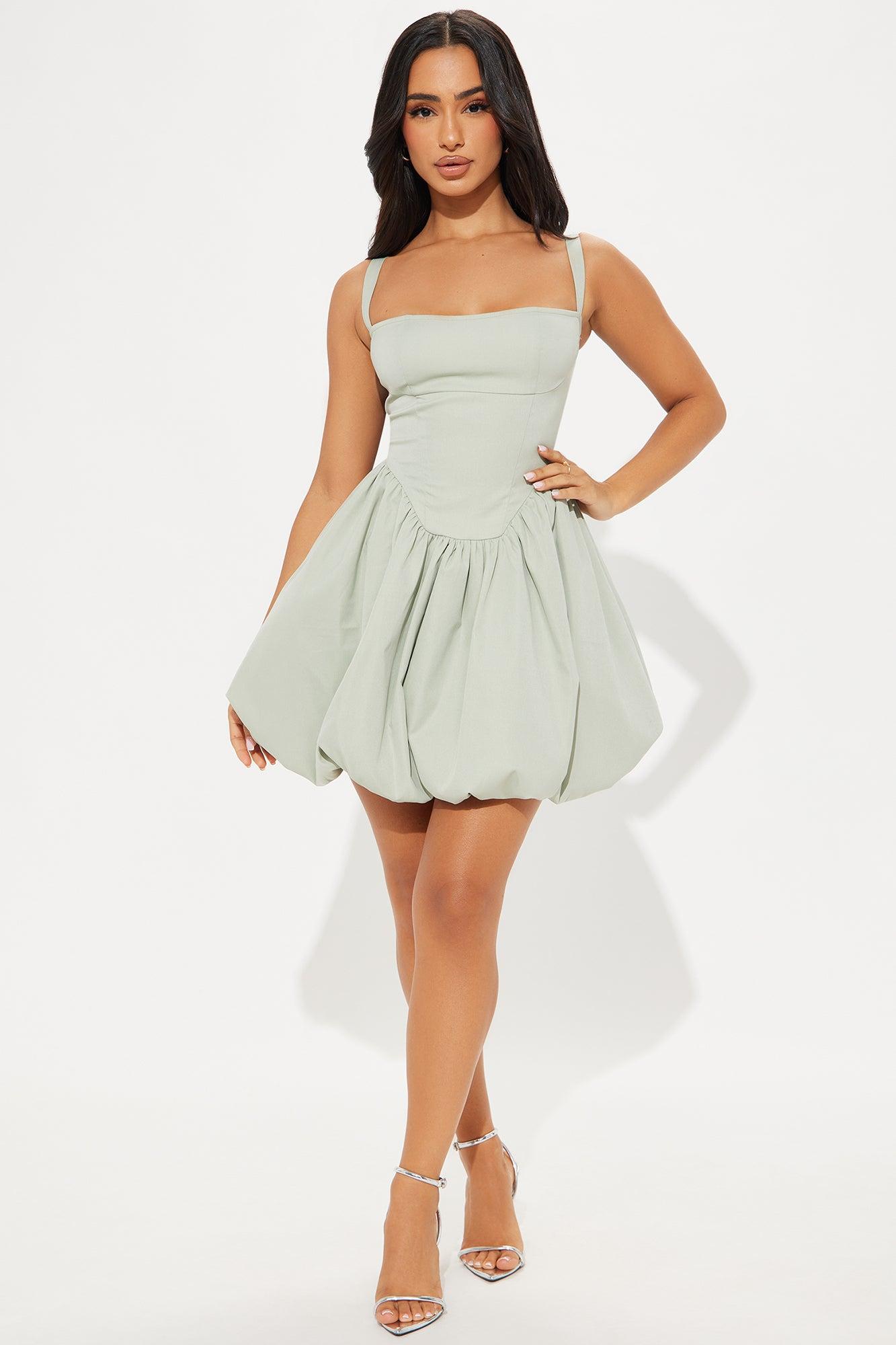 Cristabel Bubble Mini Dress - Sage Product Image