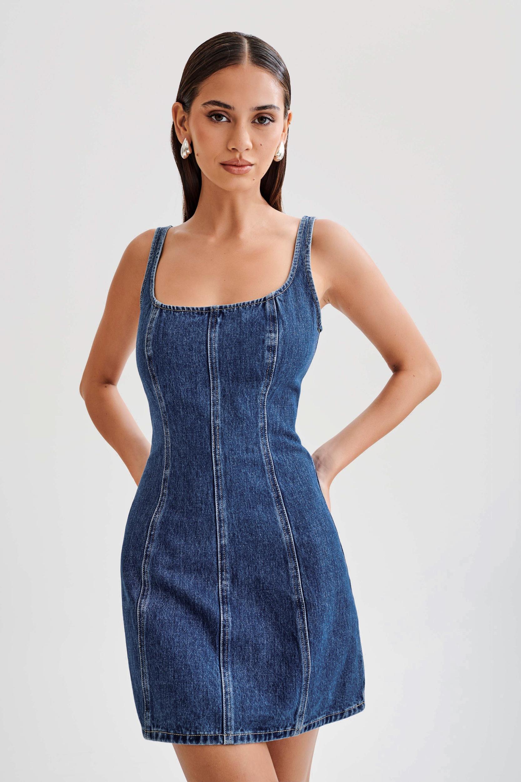 Rue Denim Mini Dress - Dark Blue Product Image