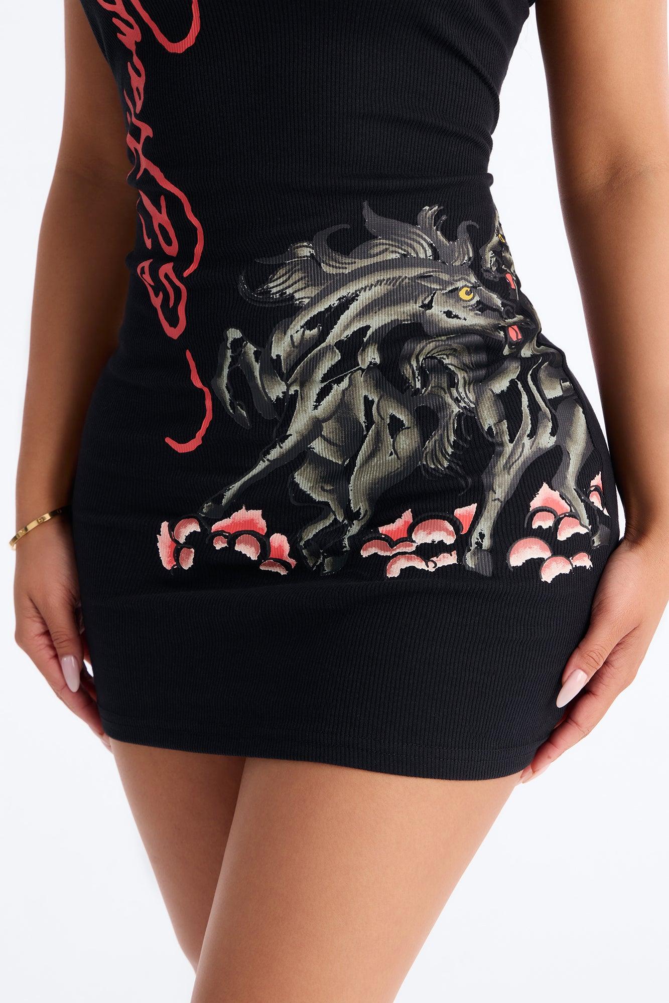 Ed Hardy Wild Horses Skull Tank Mini Dress - Black Female Product Image