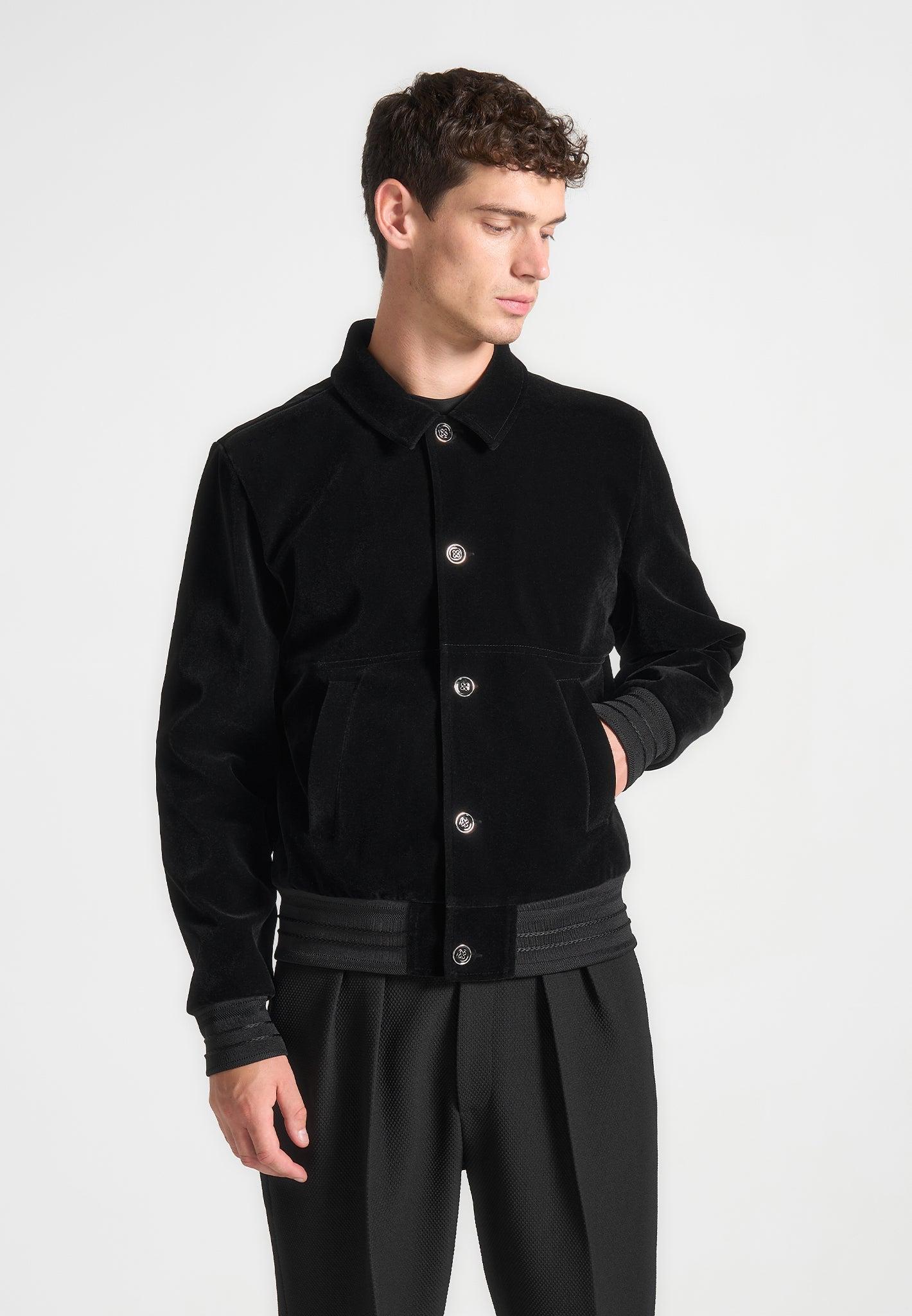 Velvet Trucker Jacket - Black Male Product Image