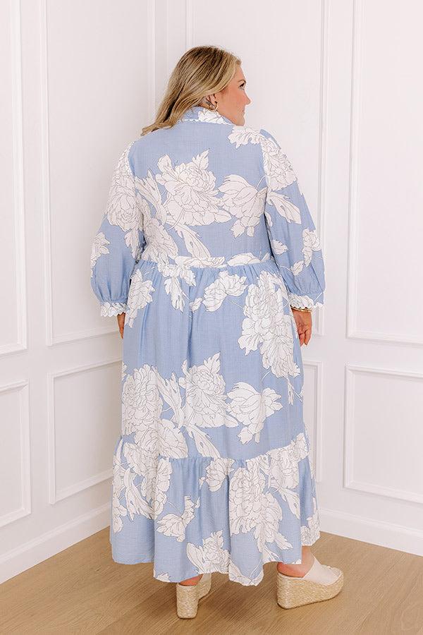 Bistro Bound Floral Midi Dress in Sky Blue Curves Product Image