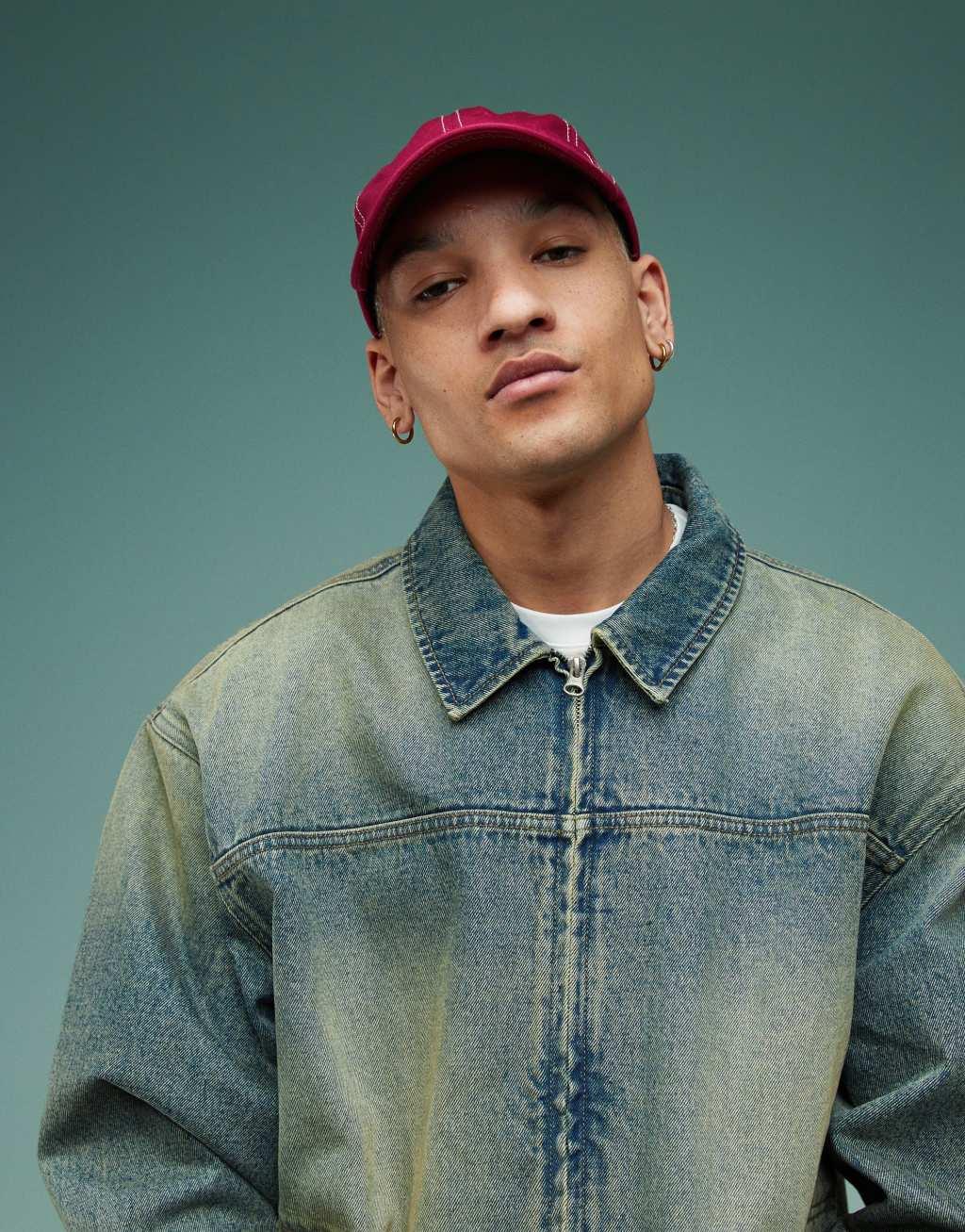 ASOS DESIGN harrington jacket with tint in mid wash blue - part of a set Product Image