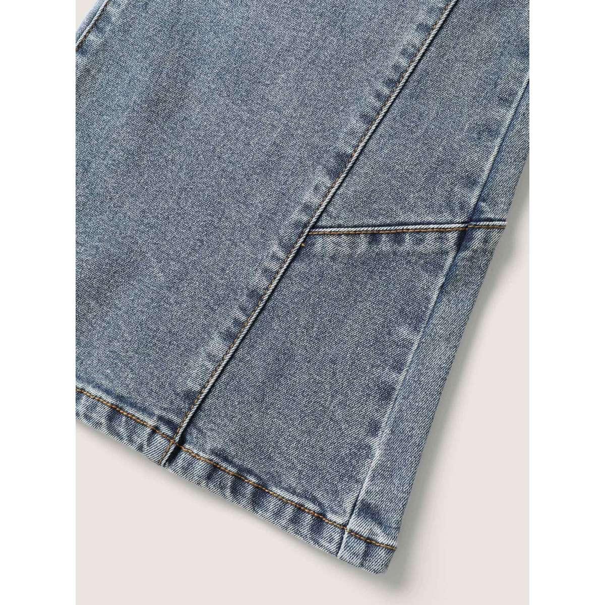 Plus Size Sand Wash Bootcut Mid-Rise Jeans Women Darkindigo Timeless Non High stretch Slanted pocket Jeans BloomChic 26/4X Product Image