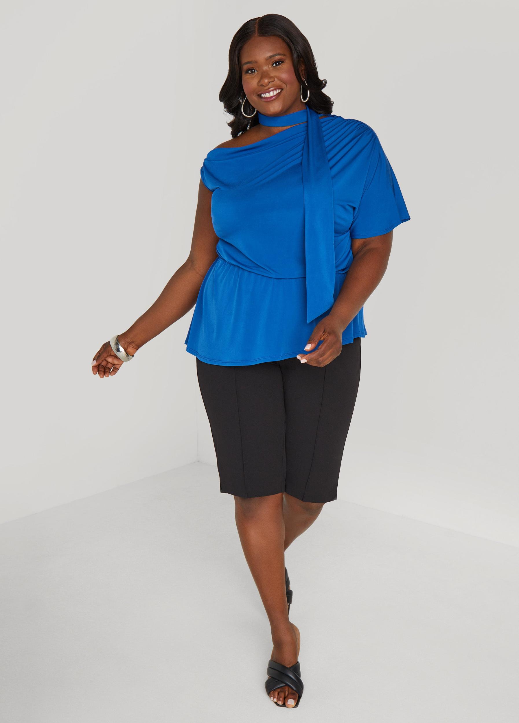 Tie Neck Peplum Top Product Image