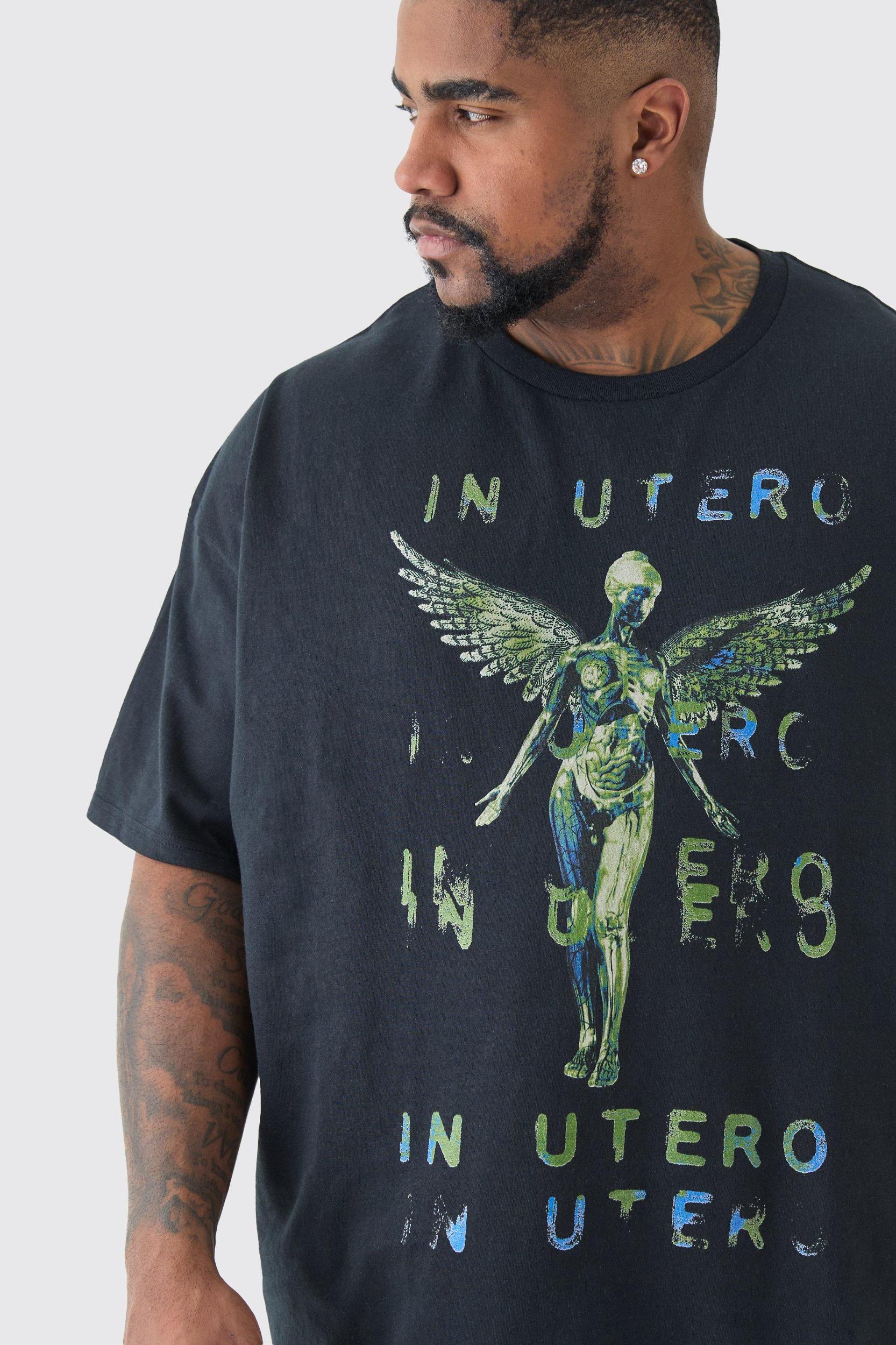 Plus Oversized Nirvana Utero License T-shirt In Black | boohooMAN USA Product Image