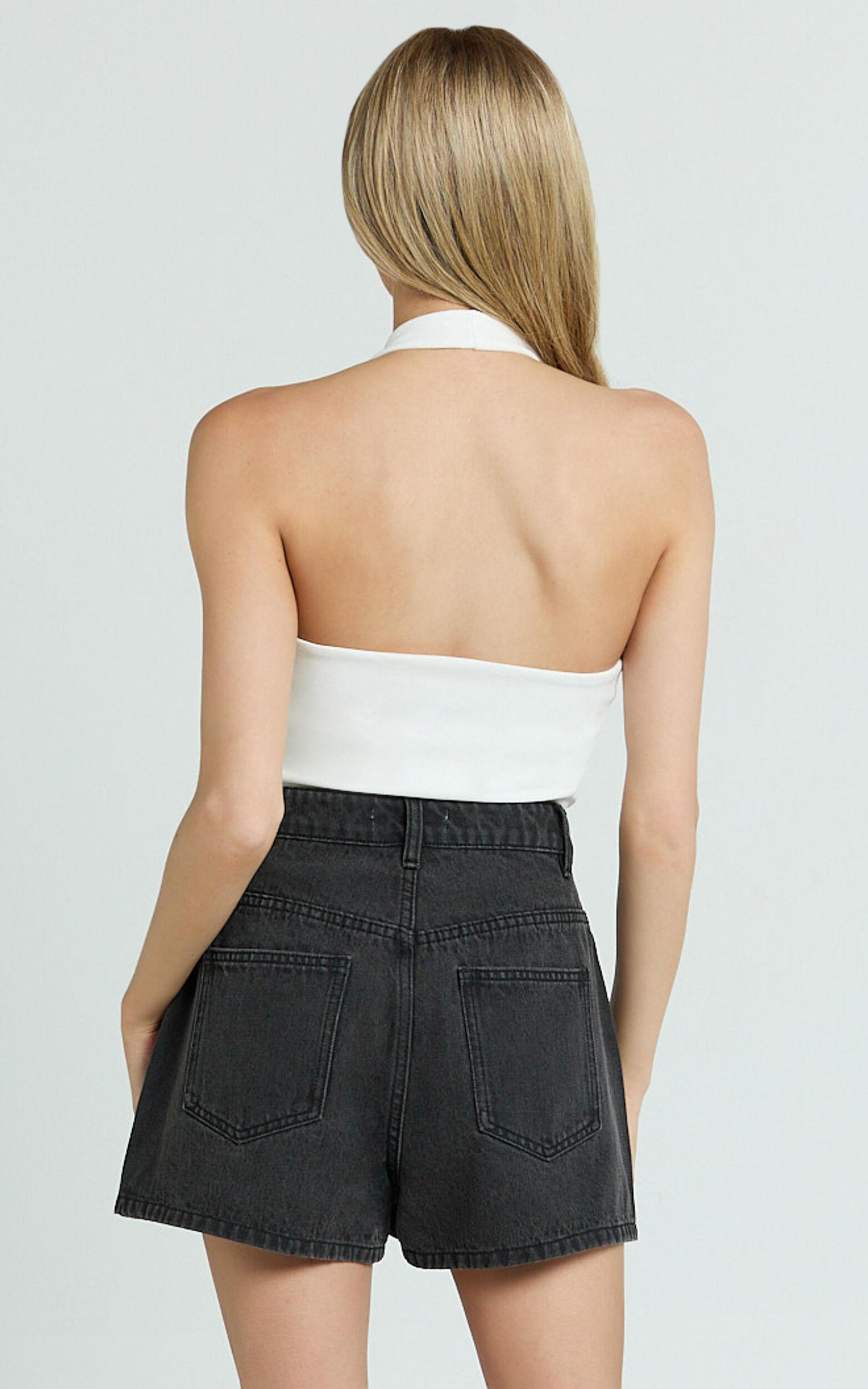 Harriet Skort - Mid Waisted Recycled Denim Skort in Black Product Image