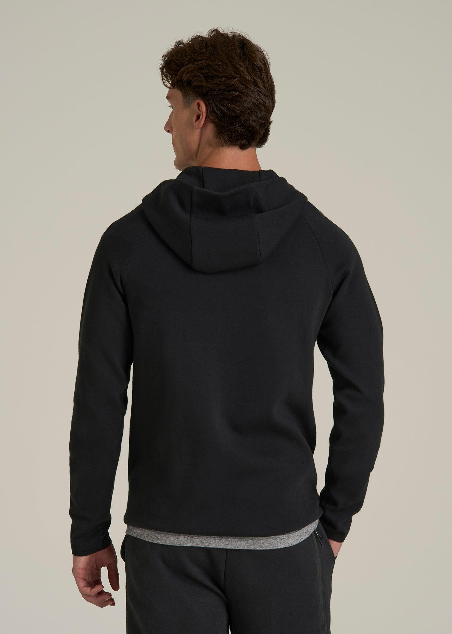 Tech Motion Fleece Hooded Popover for Tall Men in Black Male Product Image