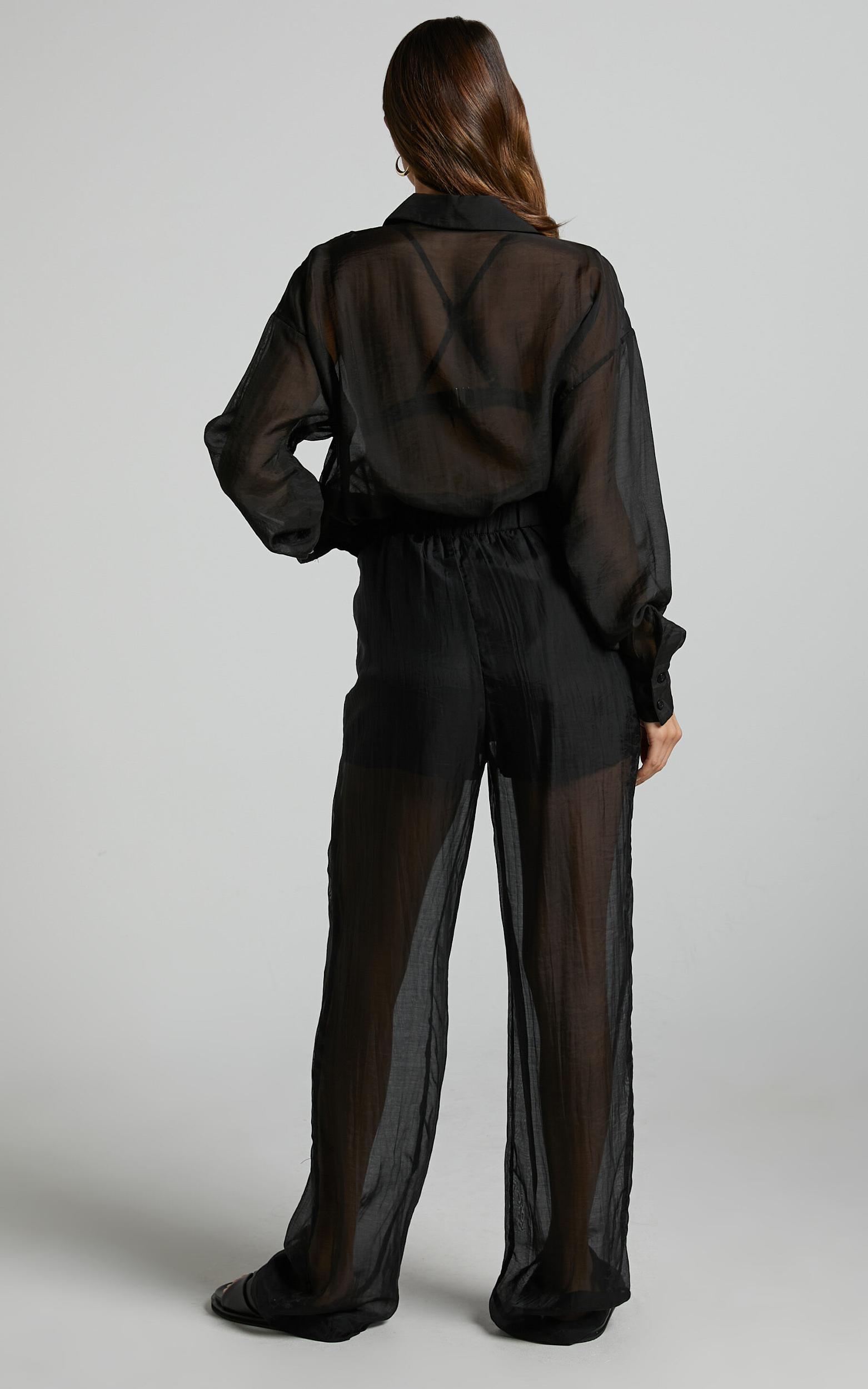 Garrick Pant - High Waisted Semi Sheet Pant in Black Product Image